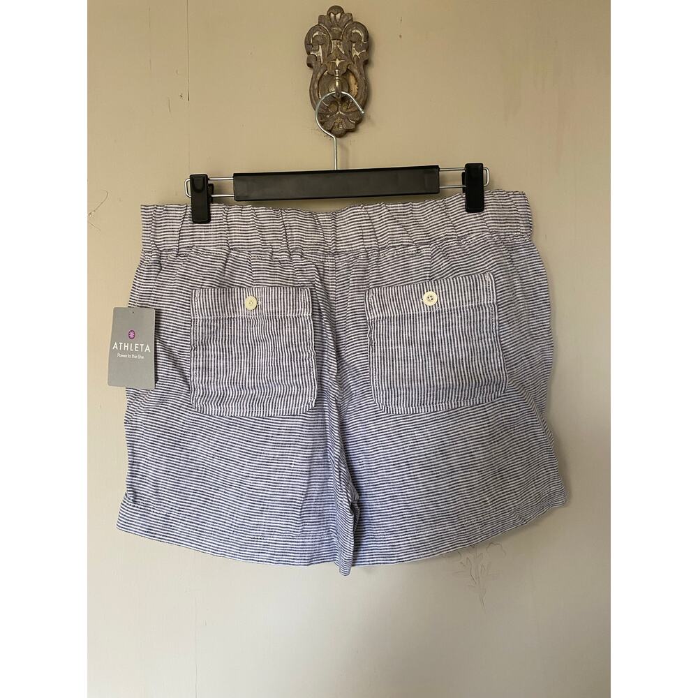 NWT Athleta navy stripe linen midi shorts 213047 Coastal Nautical  Vacation 12 - Picture 4 of 10